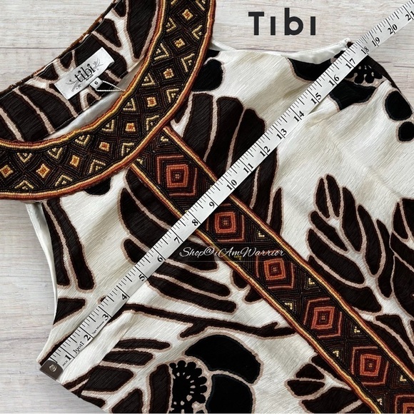 Tibi NWT rare beaded silk linen tropical leaf print mini-dress *shop@iamwarrior - Picture 9 of 14